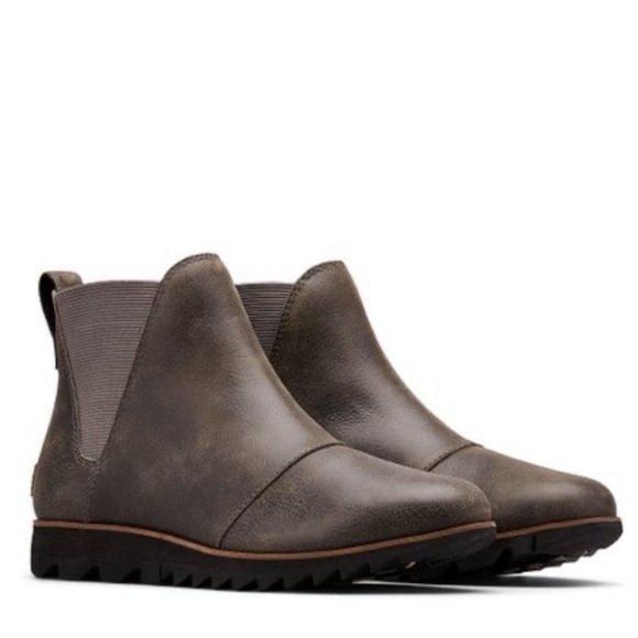 Sorel Shoes - COPY - SOREL Harlow Chelsea Rain Boot Waterproof Leather Ankle Booties in gray …
